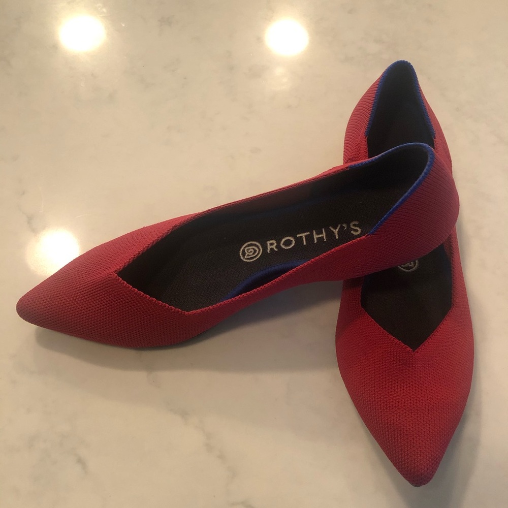 Rothy’s flat red pointed toe